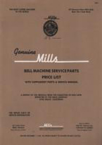 MILLS BELL MACHINE SERVICE PARTS PRICE LIST