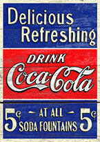 COKE - DELICIOUS 5 CENTS Dogs Playing Poker, Batman, Bettie Page, Marilyn Monroe, Elvis, Indian Motorcycles, Three Stooges, Marvel, Superman, Spiderman, Iron Man, Captain America, Phillips 66, Farmall, Don?t Tread on Me, Ducks Unlimited, Louisville Slugger, Dukes of Hazard, Flintstone?s. Cowboy by Choice, Cowgirl by Choice, I Love Lucy, Moon Pie, Winchester Rifles, Colt 45, Budweiser, Vince Lombardi, Fender Stratocaster, Ford, Chevy, Mustang, Remington, Jack Daniels, Smith & Wesson, Wizard of Oz, Schonberg, Coke, Coca Cola, Budweiser, Jim Beam, Route 66, Corvette, Ford, I Love Lucy